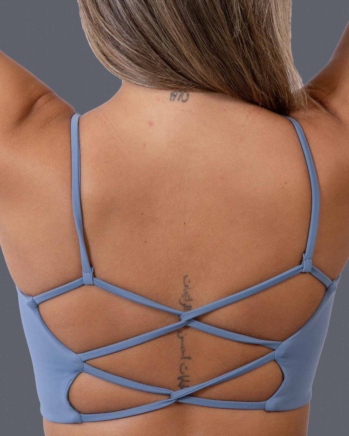 Backless Sports Bra - grayish Blue