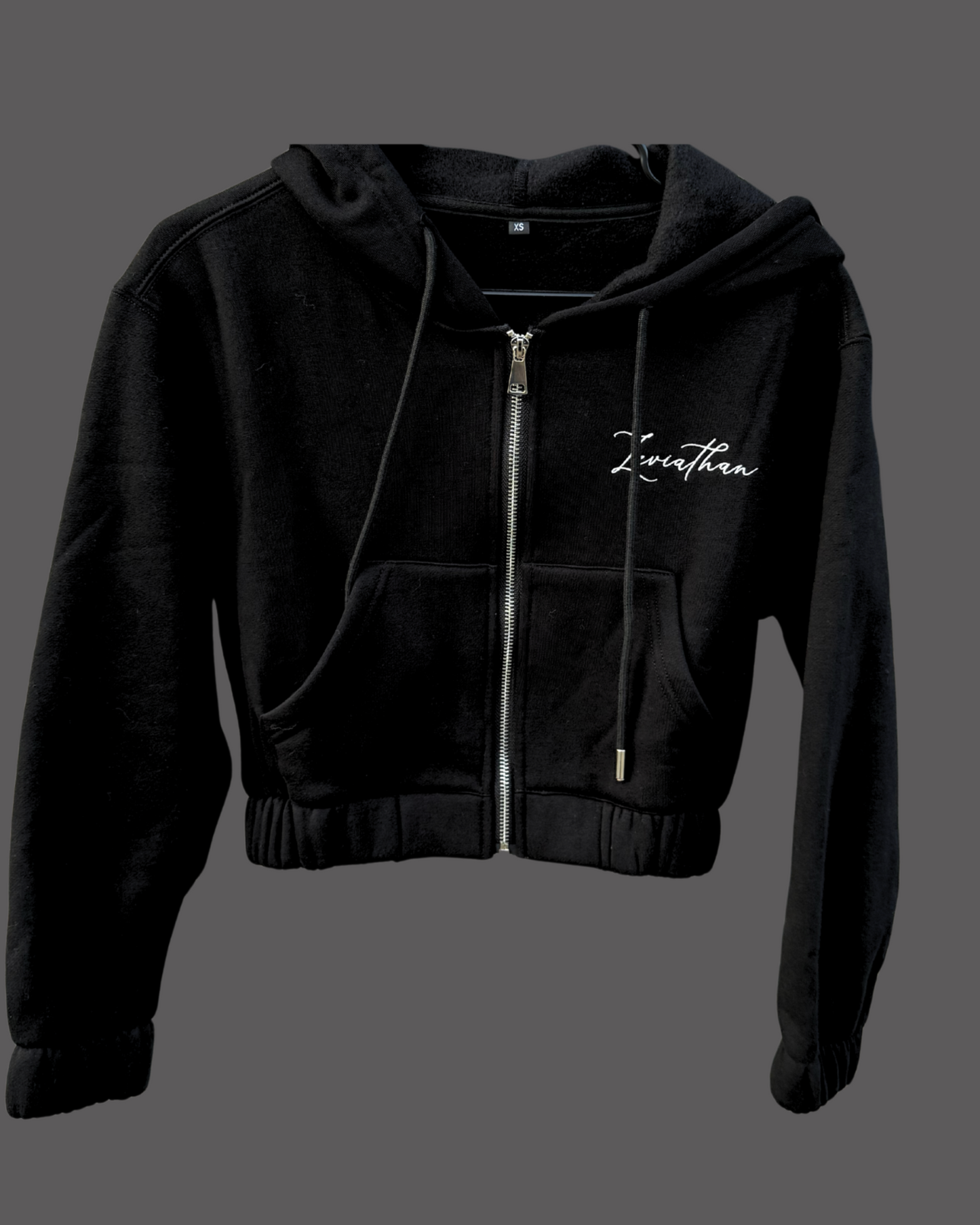 Leviathan | Cropped Zip-Up Hoodie - Black & White