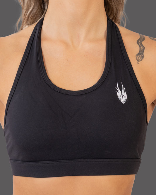 Halter Neck Sport Bra -  Black