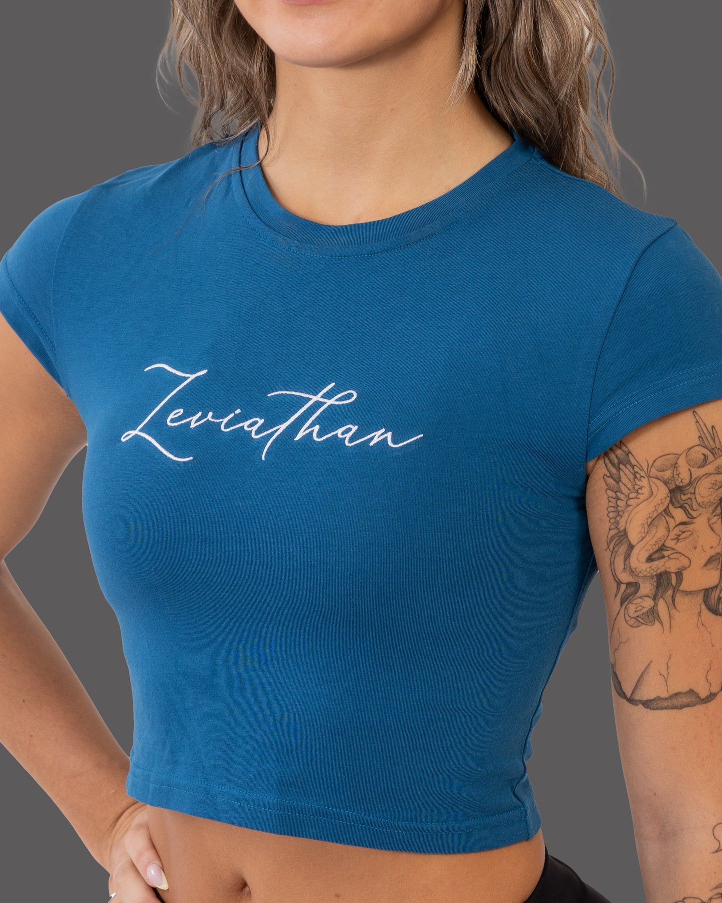 Leviathan | V-Sleeve Baby Tee - Dark Blue