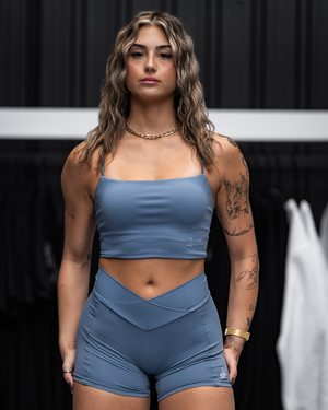 Backless Sports Bra - grayish Blue