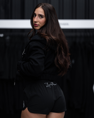 Leviathan | Cropped Zip-Up Hoodie - Black & White