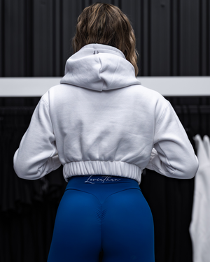 Leviathan | Cropped Zip-Up Hoodie - White & Black