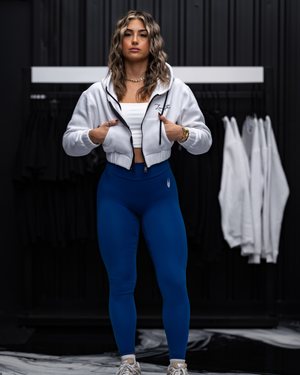 Leviathan | Cropped Zip-Up Hoodie - White & Black