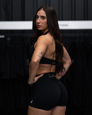 Halter Neck Sport Bra -  Black