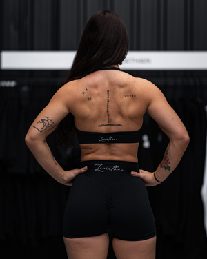 Halter Neck Sport Bra -  Black