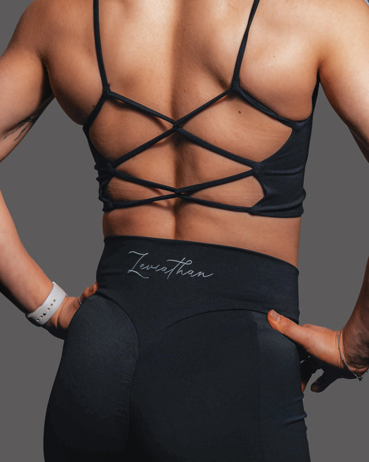 Backless Sports Bra - BLACK